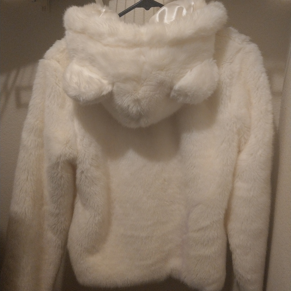 Forever 21 Faux Fur White Bear Coat